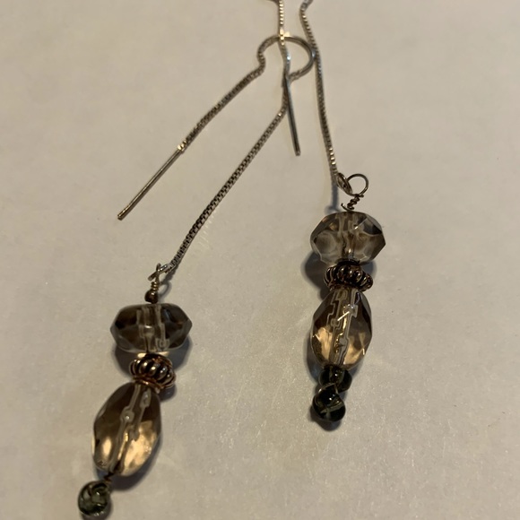 Handmade Smoky Quartz and Sterling Earrings - Picture 4 of 6